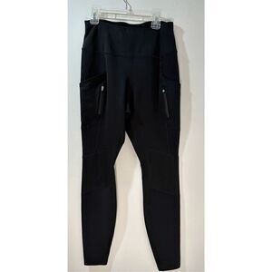 Athleta women’s black leggings with zippers in the front size small. #11-0269